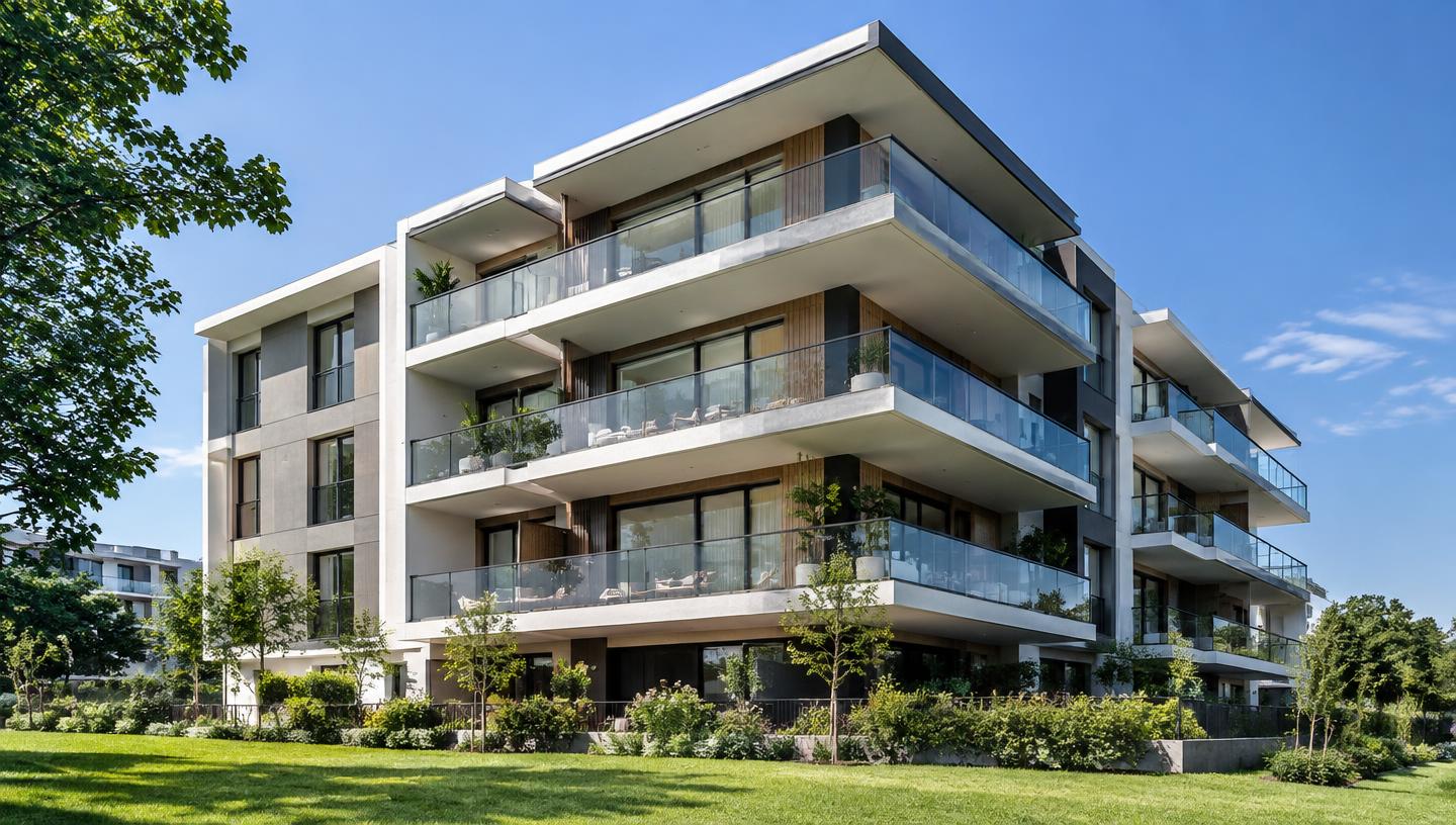 Fachada de condomínio residencial moderno