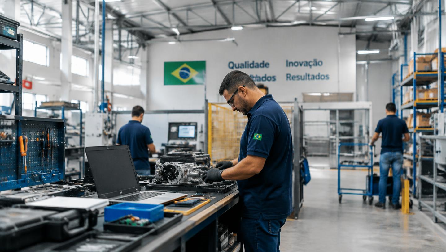 Equipamentos e máquinas em operação dentro de uma empresa